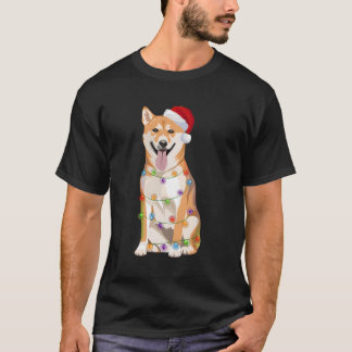 Shiba Inu jul Ljus Julafton Hund älskare Santa Ha T Shirt