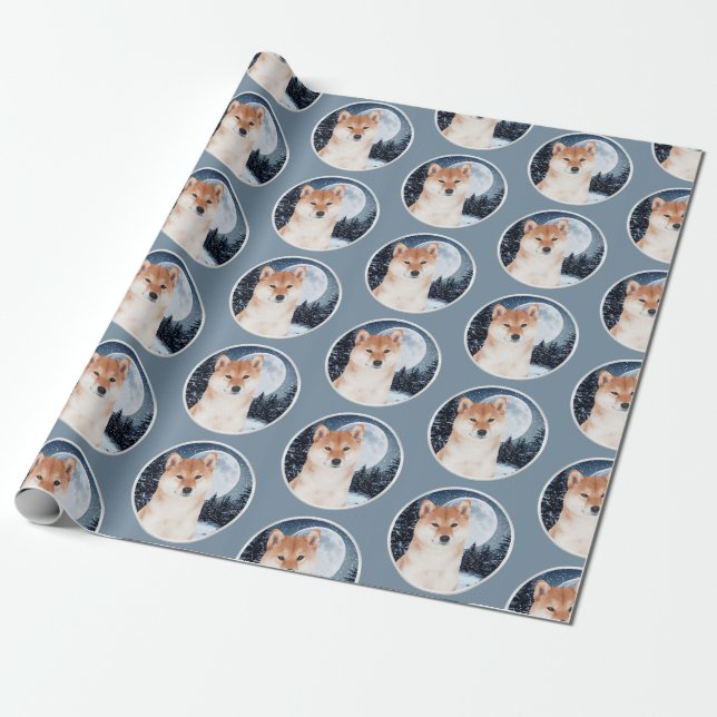 Shiba Inu jul som slår in papper Presentpapper (Utrullad)