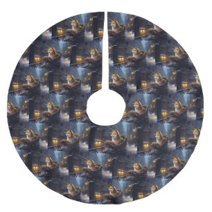 Shiba Inu Julfirande Säsong Julgransmatta Borstad Polyester