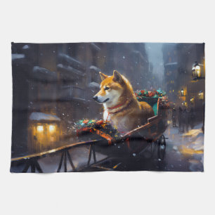 Shiba Inu Julfirande Säsong Kökshandduk