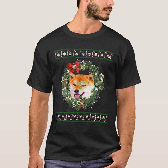 Shiba Inu Julgran Hund Santa Julafton Tee Pajama (Framsida)