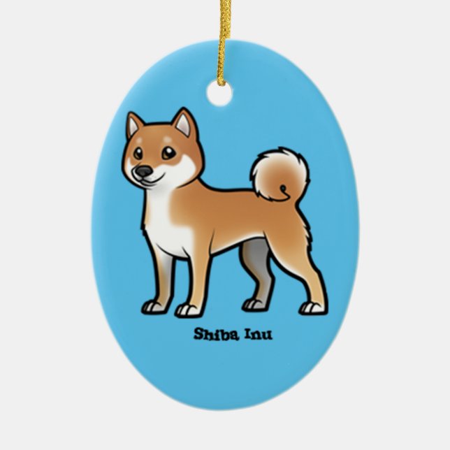 shiba inu julgransprydnad keramik (Framsidan)