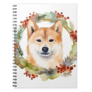 Shiba Inu-julkrans Festive Valp Anteckningsbok