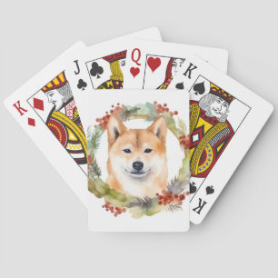 Shiba Inu-julkrans Festive Valp Casinokort