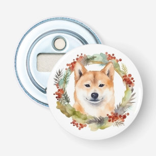 Shiba Inu-julkrans Festive Valp Flasköppnare