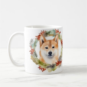 Shiba Inu-julkrans Festive Valp Kaffemugg