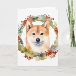 Shiba Inu-julkrans Festive Valp Kort