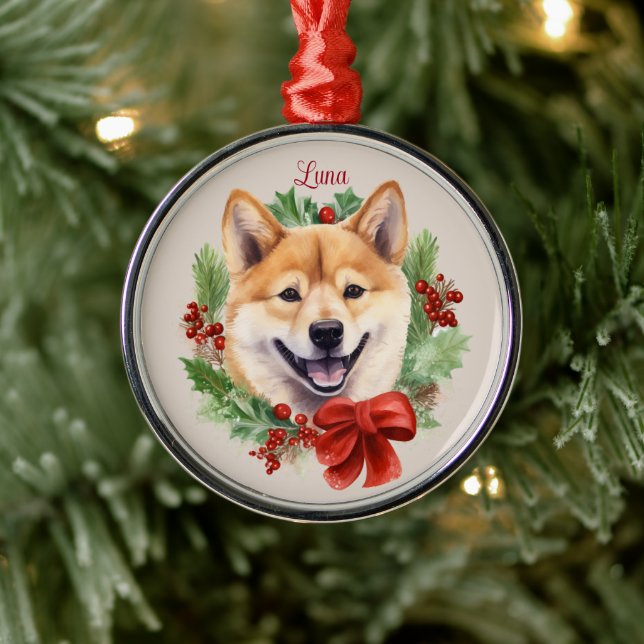 Shiba Inu-julpet Memorial Hund aveln Julgransprydnad Metall (Träd)