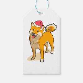 Shiba Inu Jultomten Hund jul Presentetikett