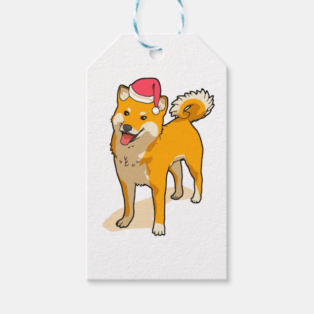 Shiba Inu Jultomten Hund jul Presentetikett (Framsidan)