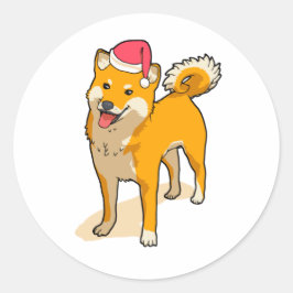 Shiba Inu Jultomten Hund jul Runt Klistermärke