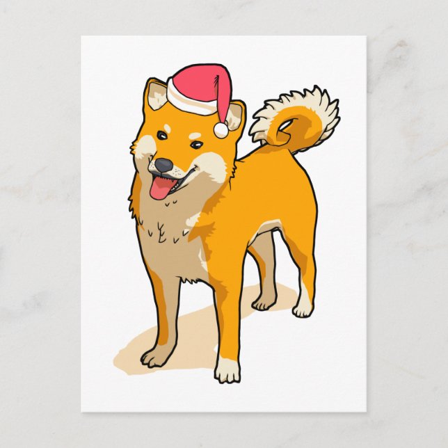 Shiba Inu Jultomten Hund jul Vykort (Framsida)