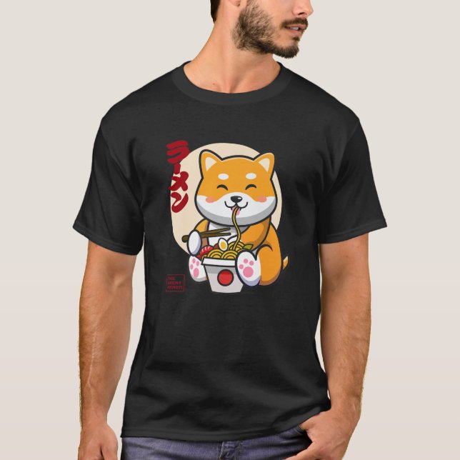 Shiba Inu, Kawaii Anime Shiba Inu, Japanska Ramen T Shirt (Framsida)