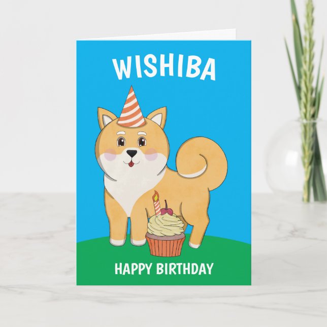 Shiba Inu Kawaii Birthday Kort (Framsida)