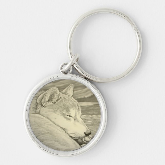 Shiba Inu Keychain Shiba Inu Hund Art Gifts Rund Silverfärgad Nyckelring (Framsidan)