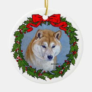 Shiba Inu-konst av Glenda S. Harlan Julgransprydnad Keramik