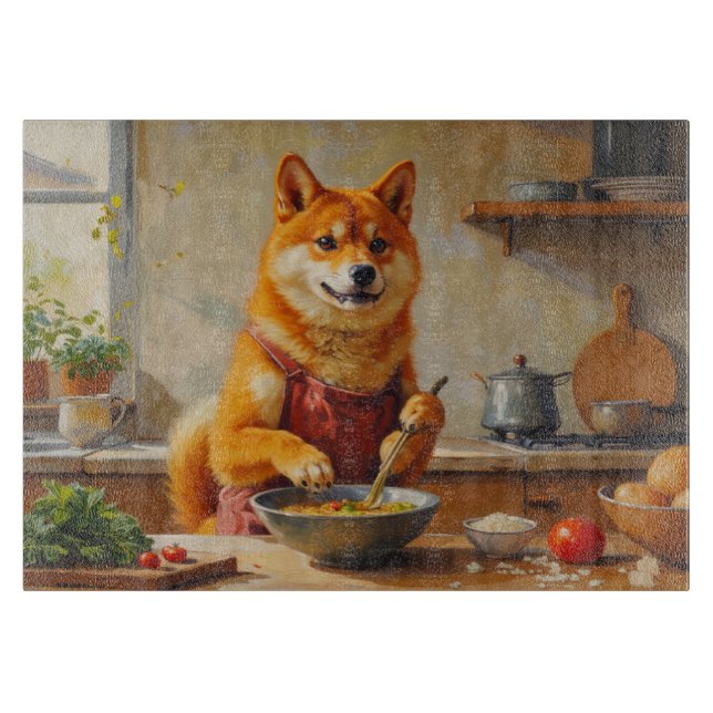 Shiba Inu lagar mat i köket (Framsidan)