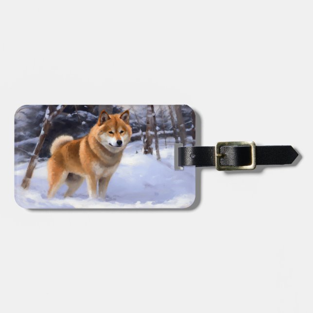 Shiba Inu Låt det snöa jul Bagagebricka (Horisontell Framsida)