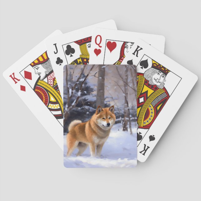 Shiba Inu Låt det snöa jul Casinokort (Baksidan)