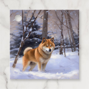 Shiba Inu Låt Det Snöa Jul Gåvor Etiketter