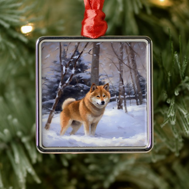 Shiba Inu Låt det snöa jul Julgransprydnad Metall (Träd)