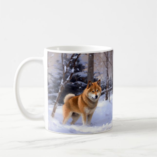 Shiba Inu Låt det snöa jul Kaffemugg (Vänster)