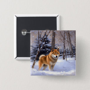Shiba Inu Låt Det Snöa Jul  Knapp