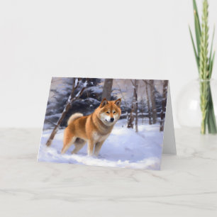 Shiba Inu Låt Det Snöa Jul Kort