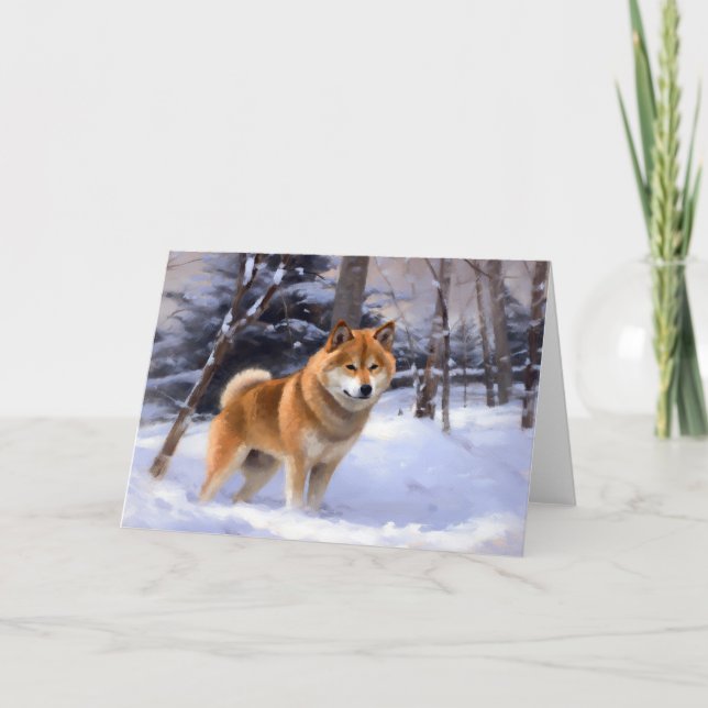 Shiba Inu Låt det snöa jul Kort (Framsida)