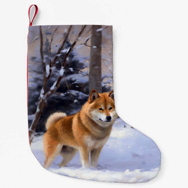 Shiba Inu Låt det snöa jul Liten Julstrumpa (Framsidan)