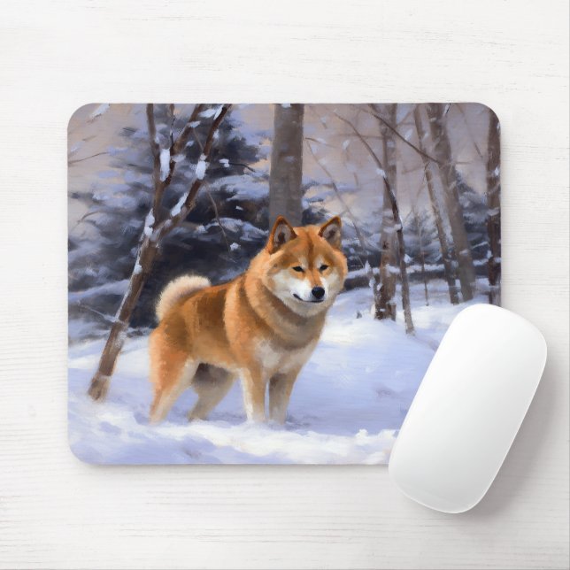 Shiba Inu Låt det snöa jul Musmatta (Med mus)