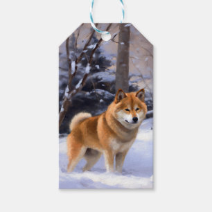 Shiba Inu Låt det snöa jul Presentetikett