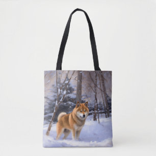 Shiba Inu Låt Det Snöa Jul Tygkasse