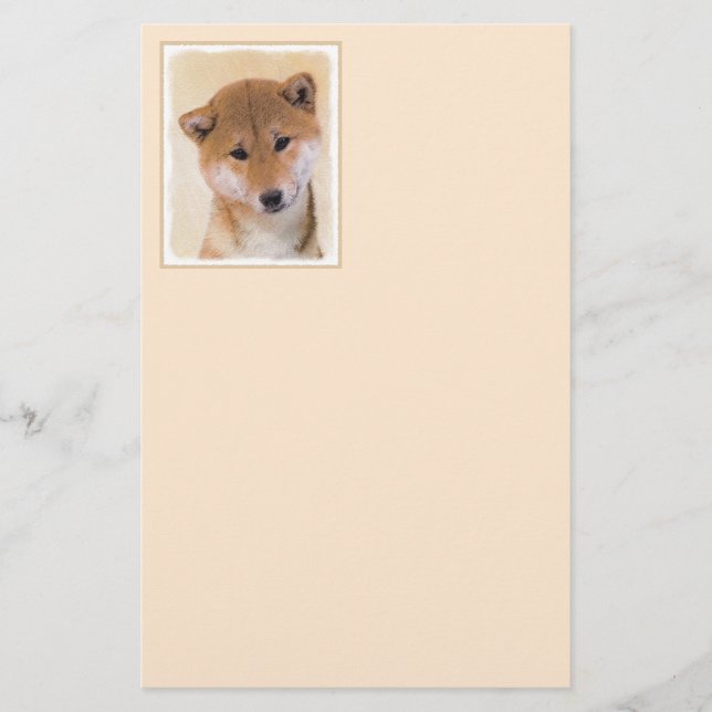 Shiba Inu-målning (röd) - Original Hund Art Brevpapper (Framsida)