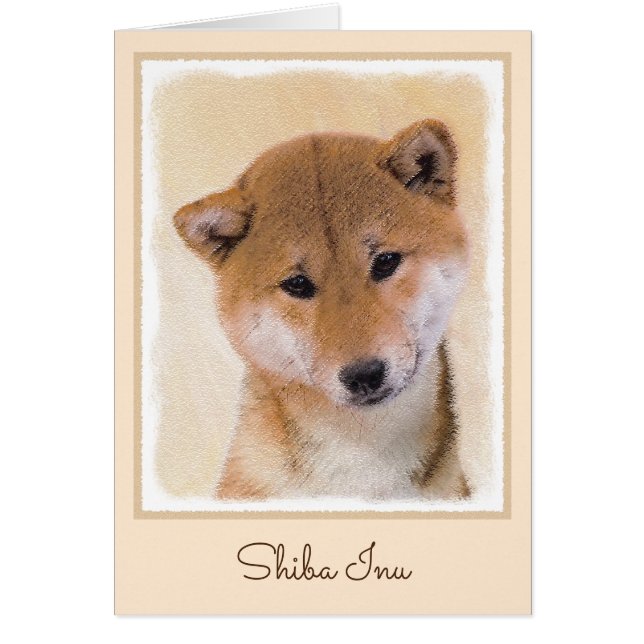 Shiba Inu-målning (röd) - Original Hund Art Hälsningskort (Framsidan)