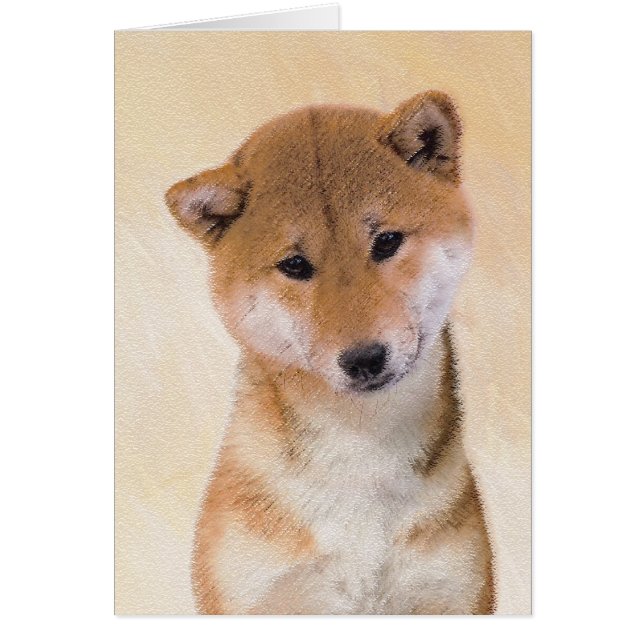 Shiba Inu-målning (röd) - Original Hund Art Hälsningskort (Framsidan)