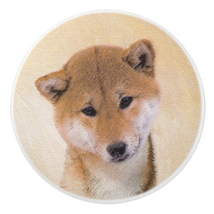 Shiba Inu-målning (röd) - Original Hund Art Knopp