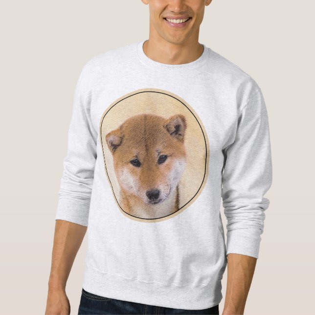 Shiba Inu-målning (röd) - Original Hund Art Lång Ärmad Tröja (Framsida)