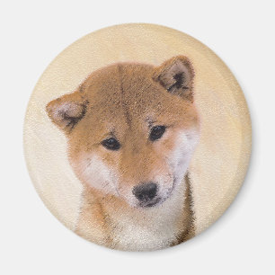 Shiba Inu-målning (röd) - Original Hund Art Magnet