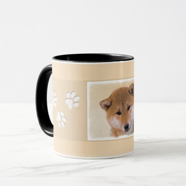 Shiba Inu-målning (röd) - Original Hund Art Mugg (Framsida vänster)