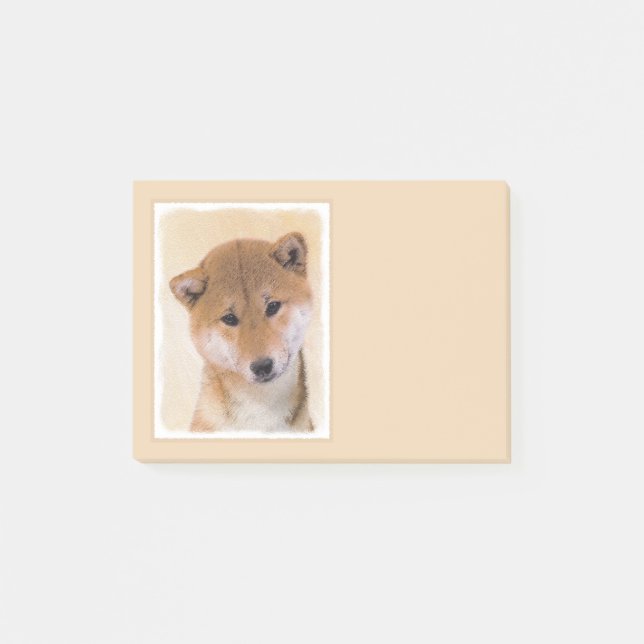 Shiba Inu-målning (röd) - Original Hund Art Post-it Block (Framsida)