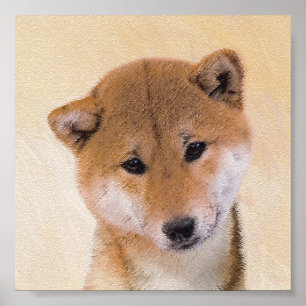 Shiba Inu-målning (röd) - Original Hund Art Poster