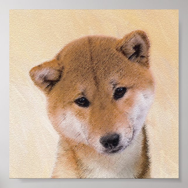 Shiba Inu-målning (röd) - Original Hund Art Poster (Framsidan)