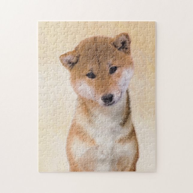 Shiba Inu-målning (röd) - Original Hund Art Pussel (Vertikal)
