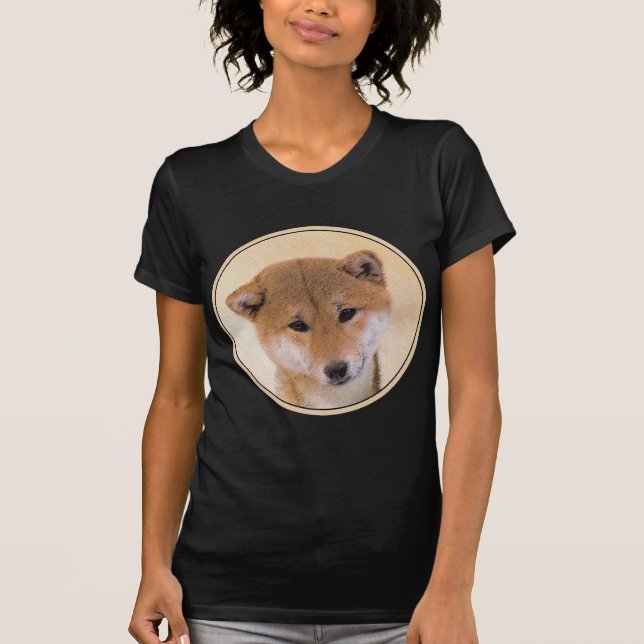 Shiba Inu-målning (röd) - Original Hund Art T Shirt (Framsida)