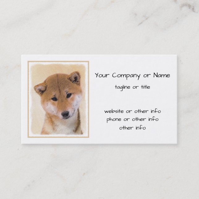 Shiba Inu-målning (röd) - Original Hund Art Visitkort (Framsida)