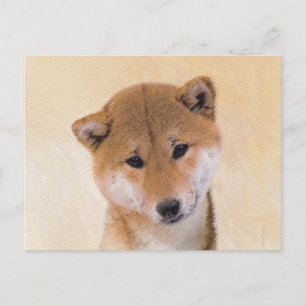 Shiba Inu-målning (röd) - Original Hund Art Vykort