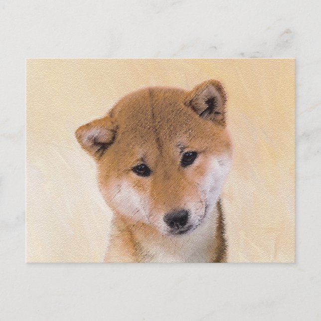 Shiba Inu-målning (röd) - Original Hund Art Vykort (Framsida)