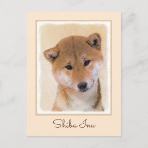 Shiba Inu-målning (röd) - Original Hund Art Vykort