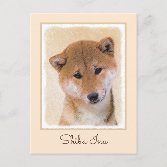 Shiba Inu-målning (röd) - Original Hund Art Vykort (Framsida)